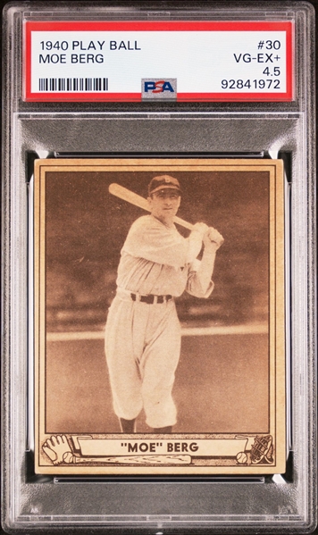 1940 Play Ball #30 "Moe" (Morris) Berg - PSA 4.5 (VG-EX+)